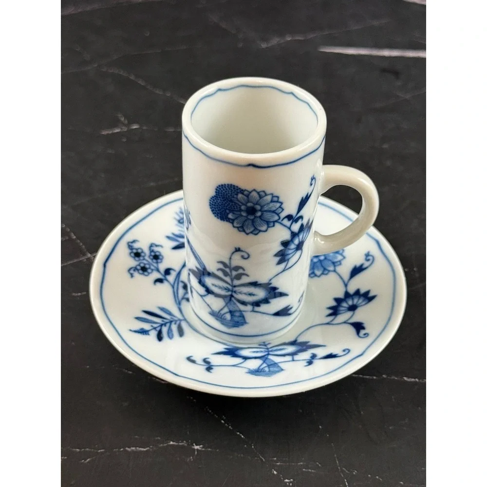 VTG Blue Danube Blue Onion Porcelain Irish Coffee Cup and Saucer READ